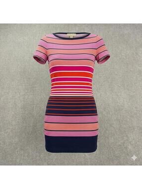 Michael Kors Striped Short Sleeve Shift Dress - Size S